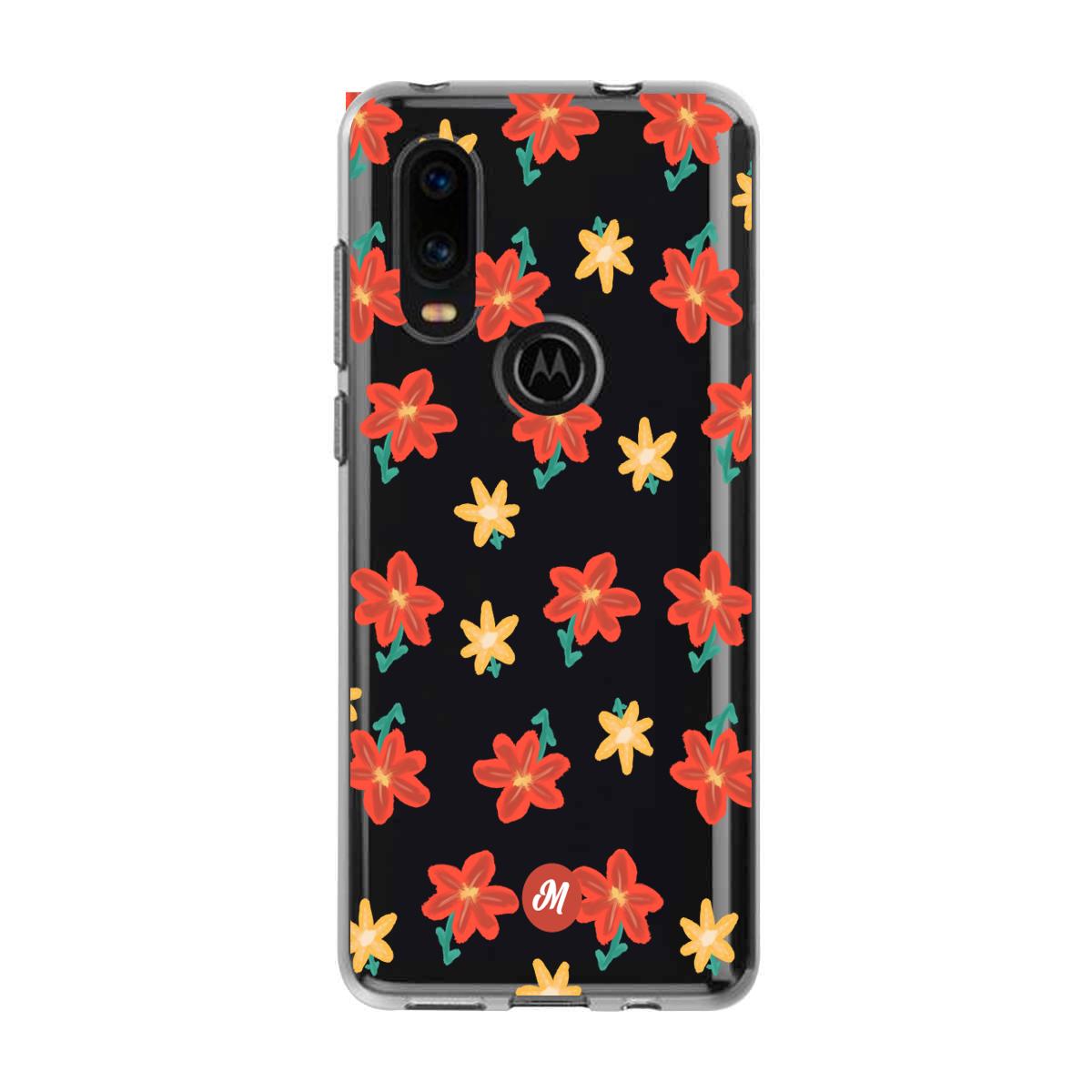 Cases para Motorola P40 RED FLOWERS - Mandala Cases