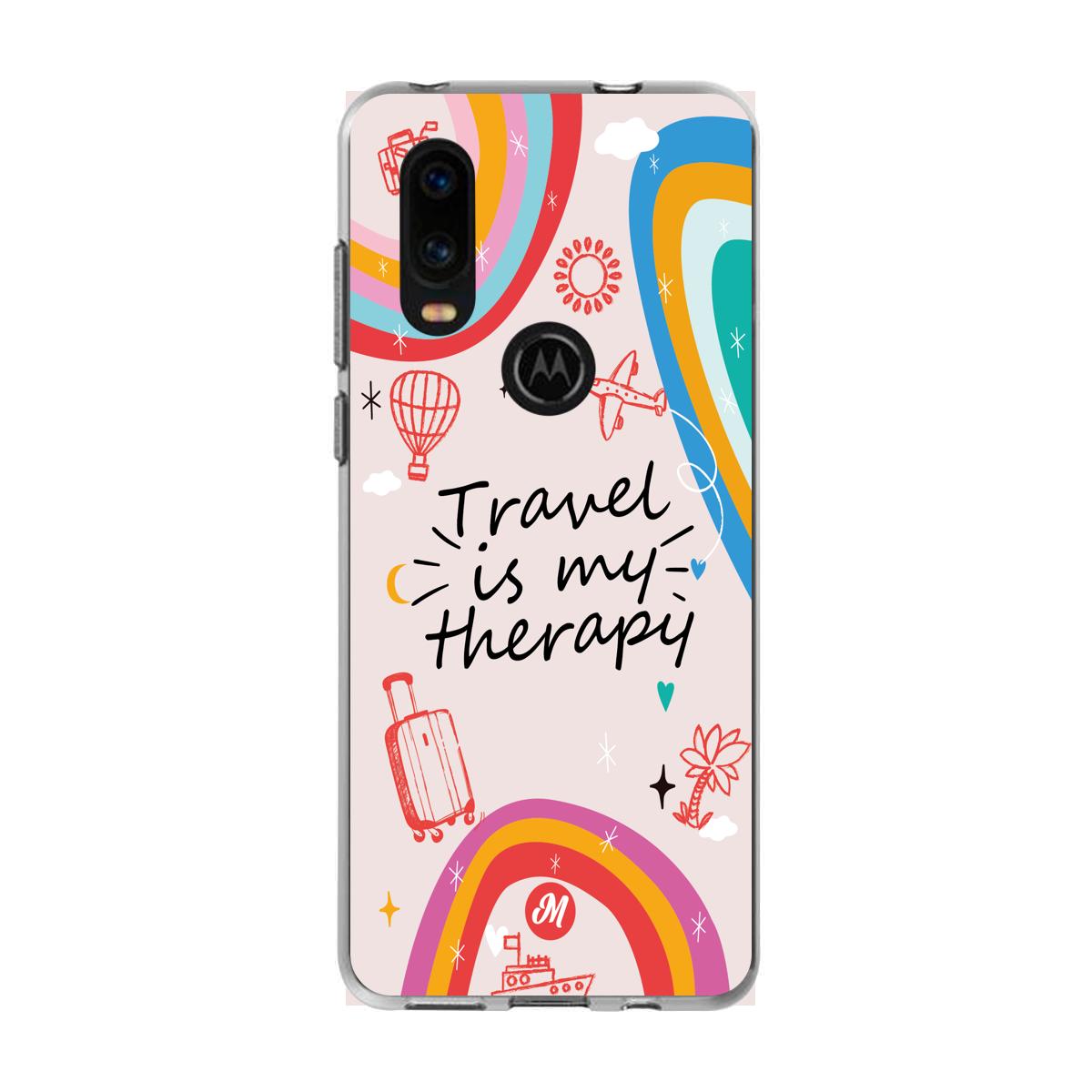 Cases para Motorola P40 TRAVEL IS MY THERAPY - Mandala Cases