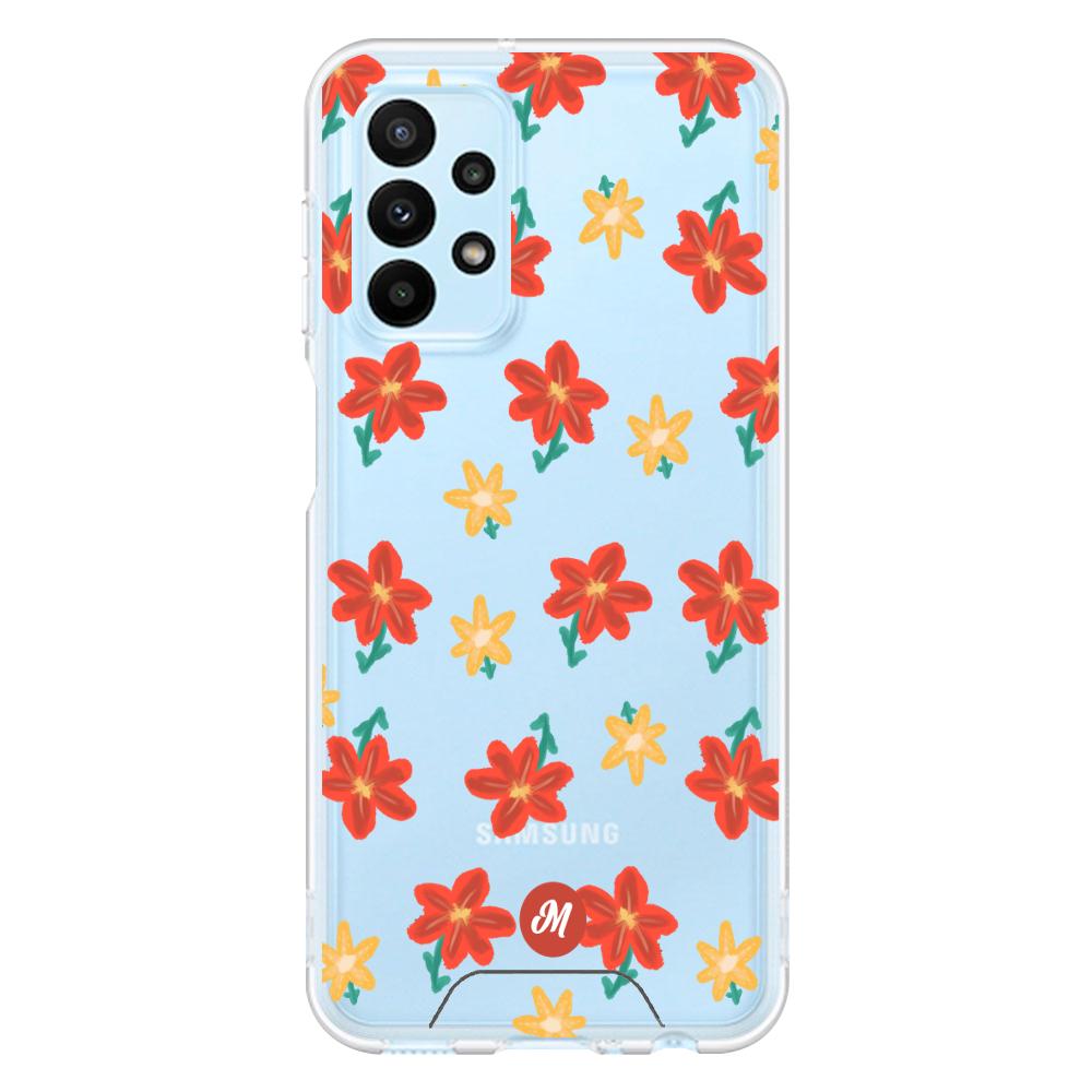 Cases para Samsung A13 4G RED FLOWERS - Mandala Cases