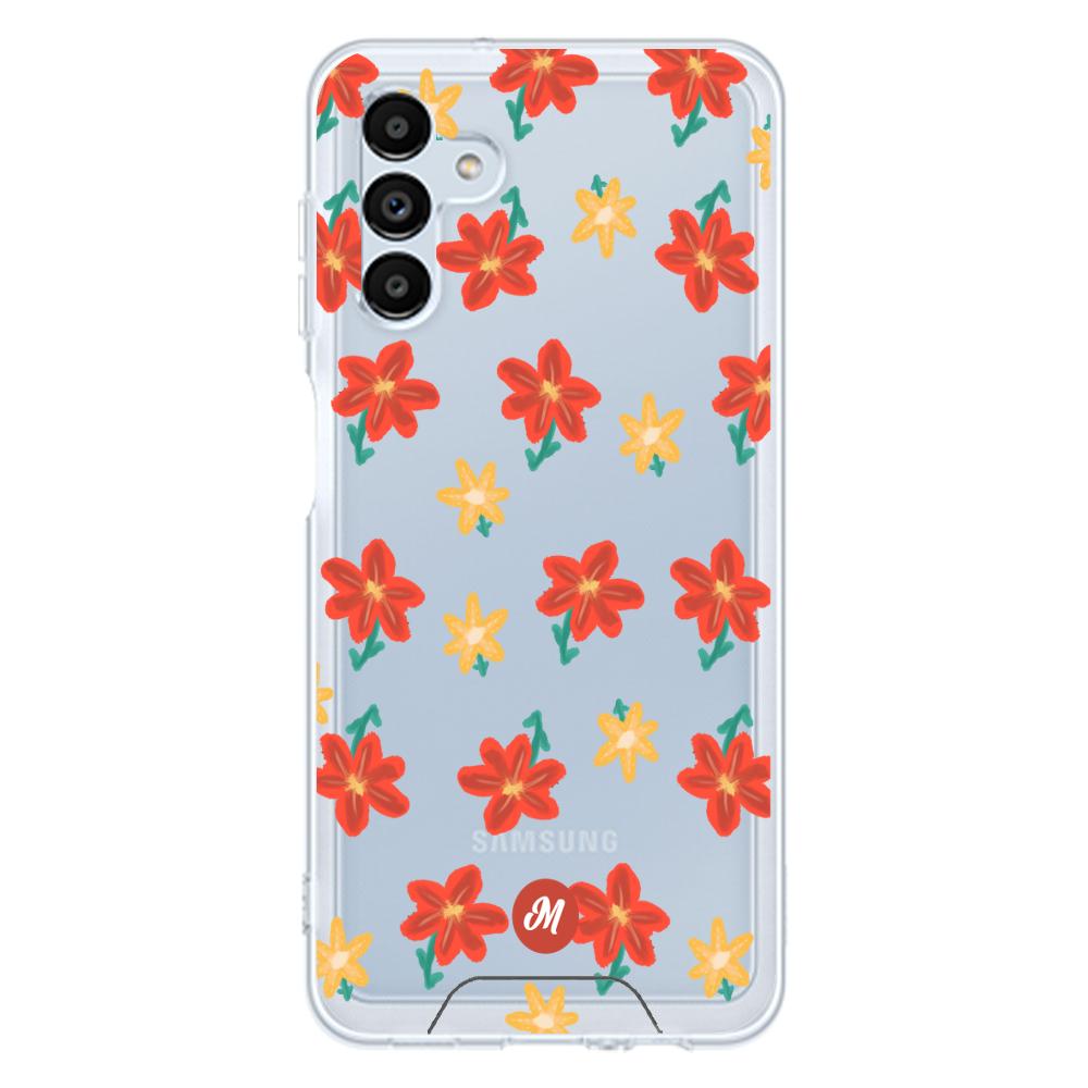 Cases para Samsung A13 5G RED FLOWERS - Mandala Cases