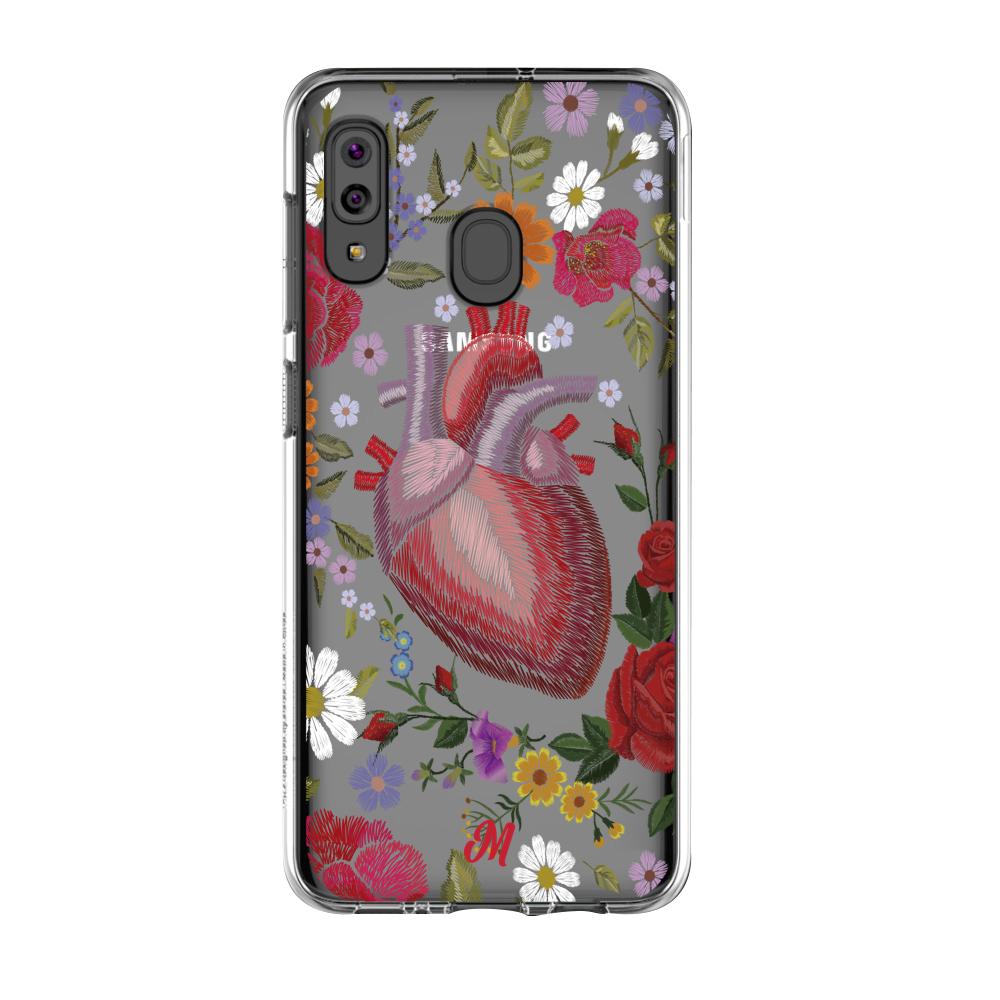 Case para Samsung A20S Funda Corazón con Flores - Mandala Cases