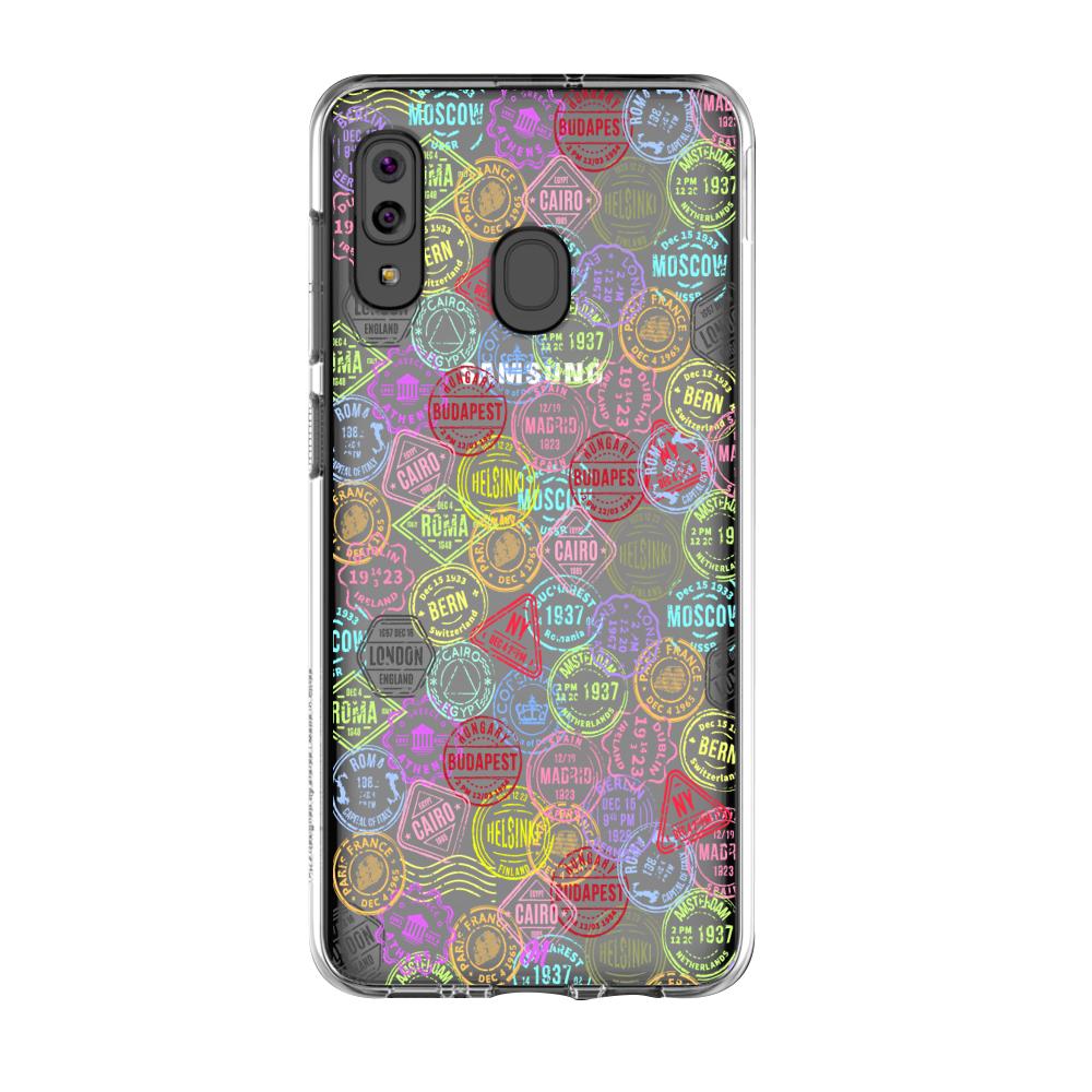 Case para Samsung A20S Sellos viajeros - Mandala Cases