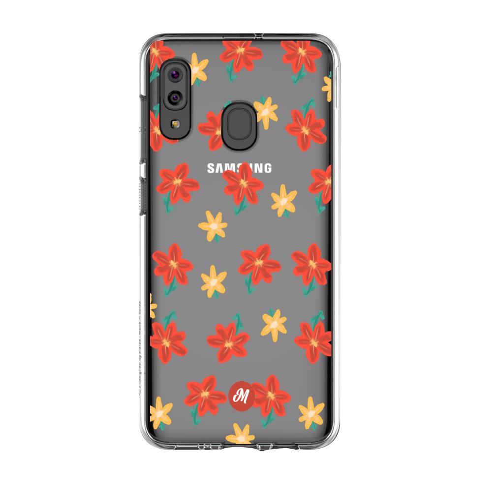 Cases para Samsung A20S RED FLOWERS - Mandala Cases