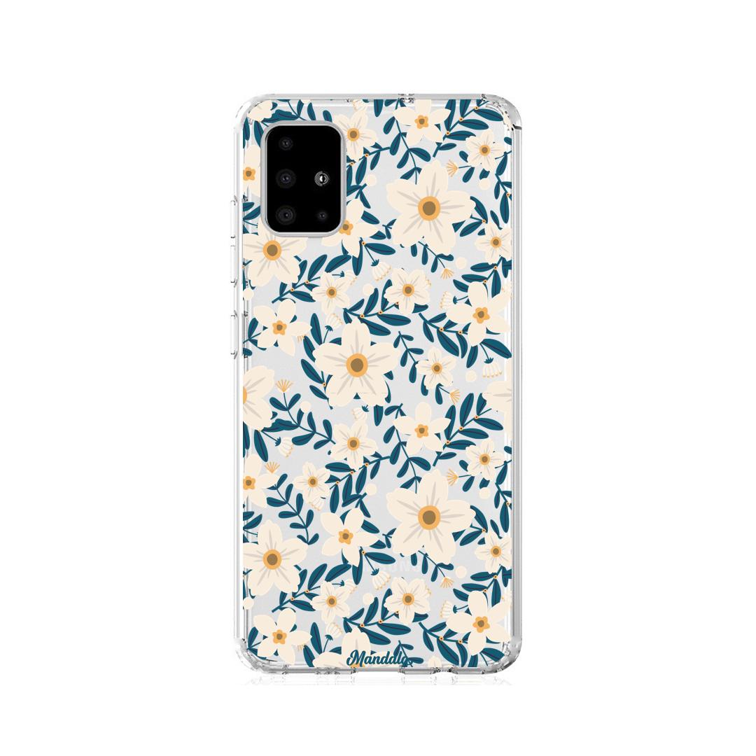 Case para Samsung A21S Funda Flores Blancas  - Mandala Cases