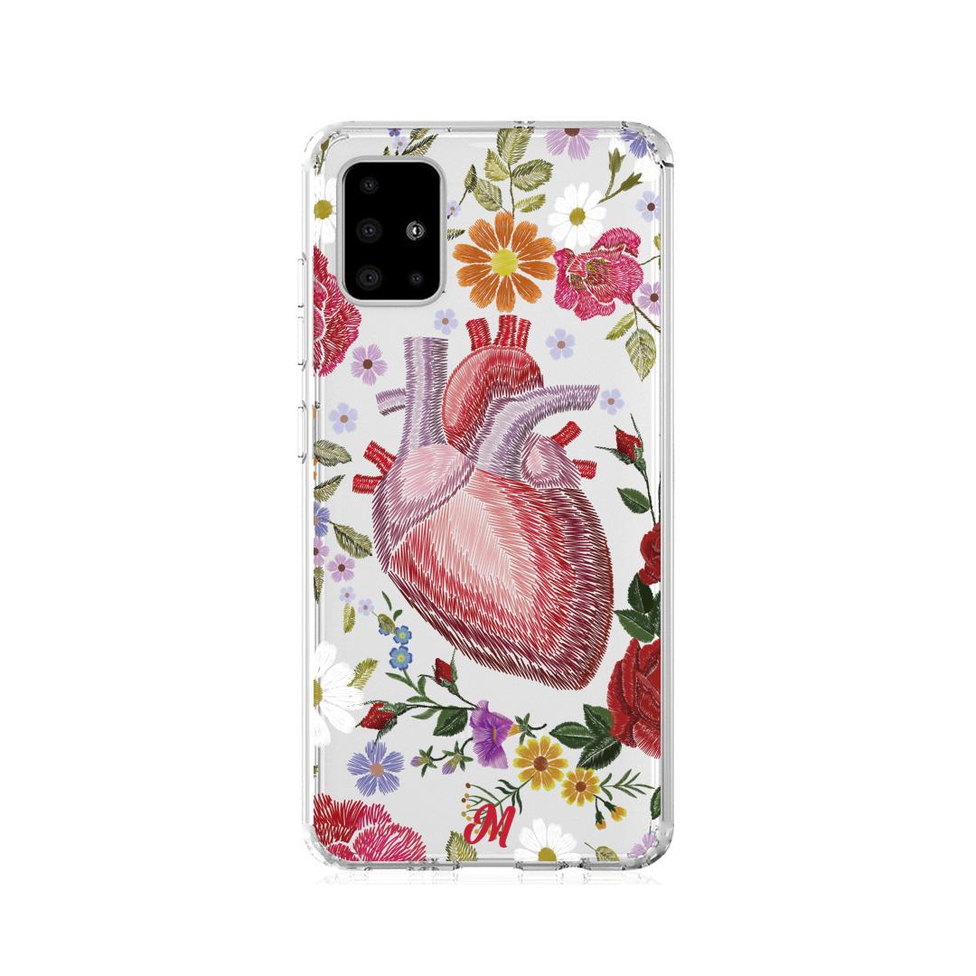 Case para Samsung A21S Funda Corazón con Flores - Mandala Cases