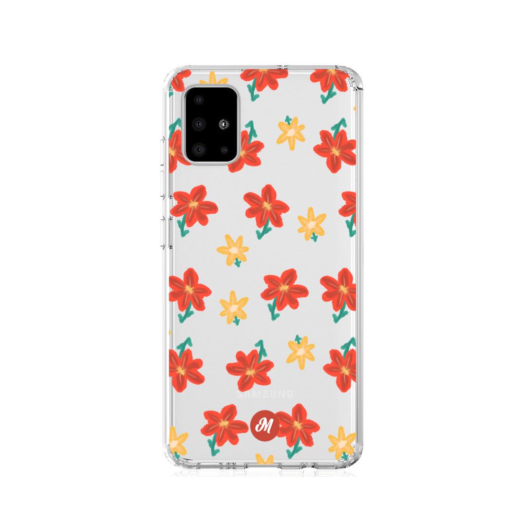 Cases para Samsung A21S RED FLOWERS - Mandala Cases