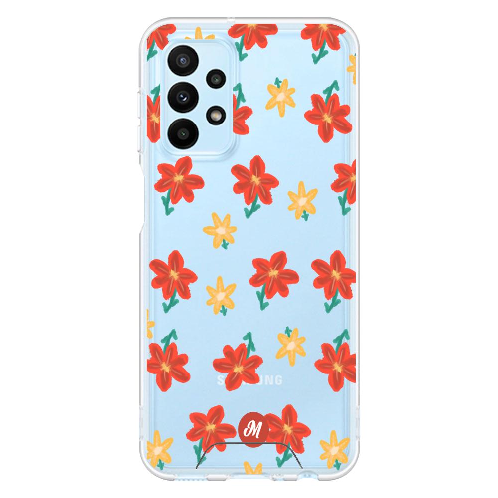 Cases para Samsung A23 RED FLOWERS - Mandala Cases