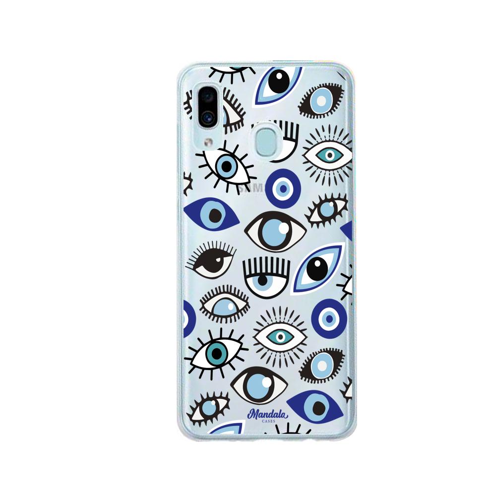 Case para Samsung A20 / A30 Funda Funda Ojos Azules y Blancos - Mandala Cases