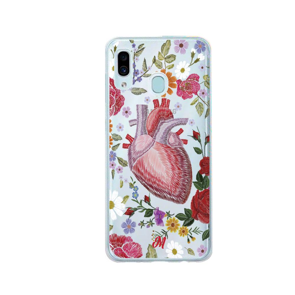 Case para Samsung A20 / A30 Funda Corazón con Flores - Mandala Cases