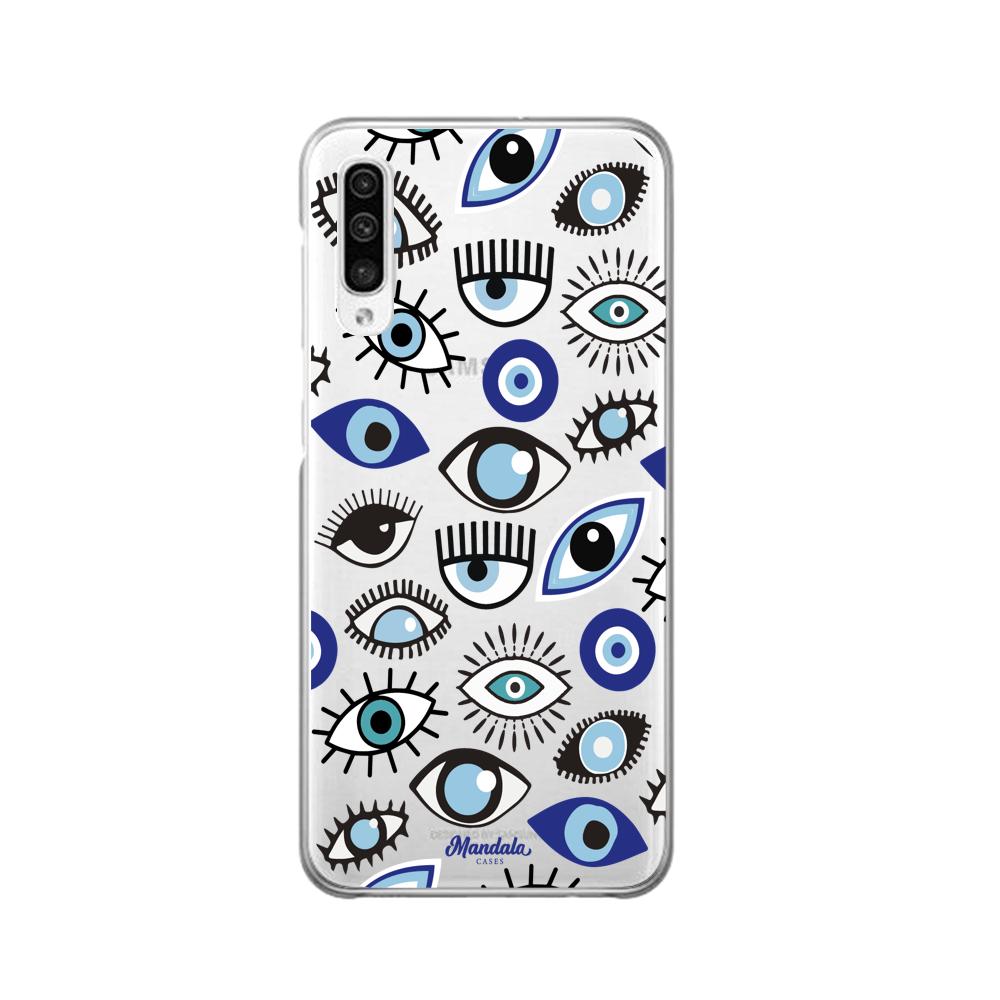 Case para Samsung A30S Funda Funda Ojos Azules y Blancos - Mandala Cases