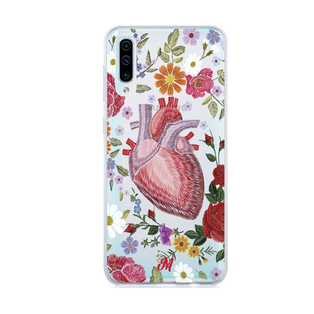 Case para Samsung A50  Funda Corazón con Flores - Mandala Cases