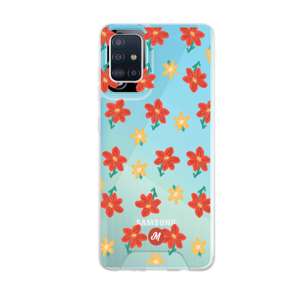 Cases para Samsung A51 RED FLOWERS - Mandala Cases