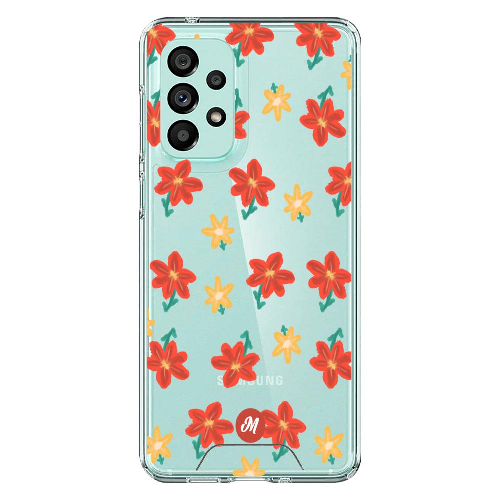 Cases para Samsung A73 RED FLOWERS - Mandala Cases