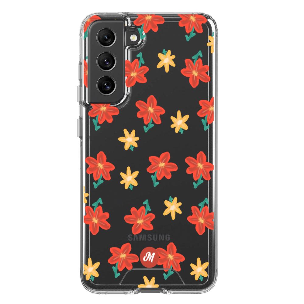 Cases para Samsung S21 FE RED FLOWERS - Mandala Cases