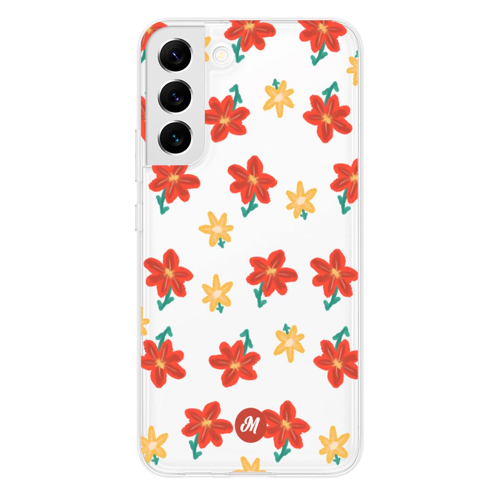 Cases para Samsung S22 Plus RED FLOWERS - Mandala Cases
