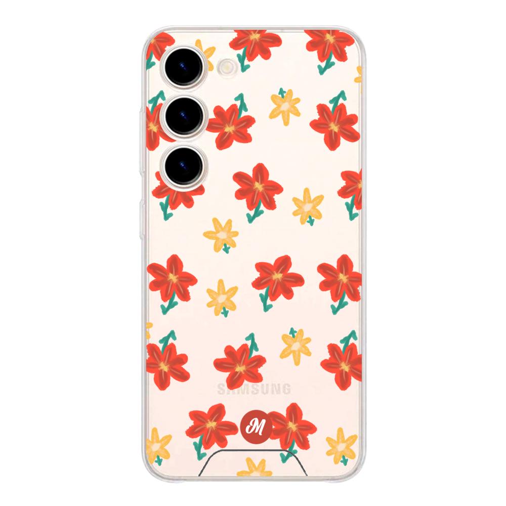 Cases para Samsung S23 RED FLOWERS - Mandala Cases