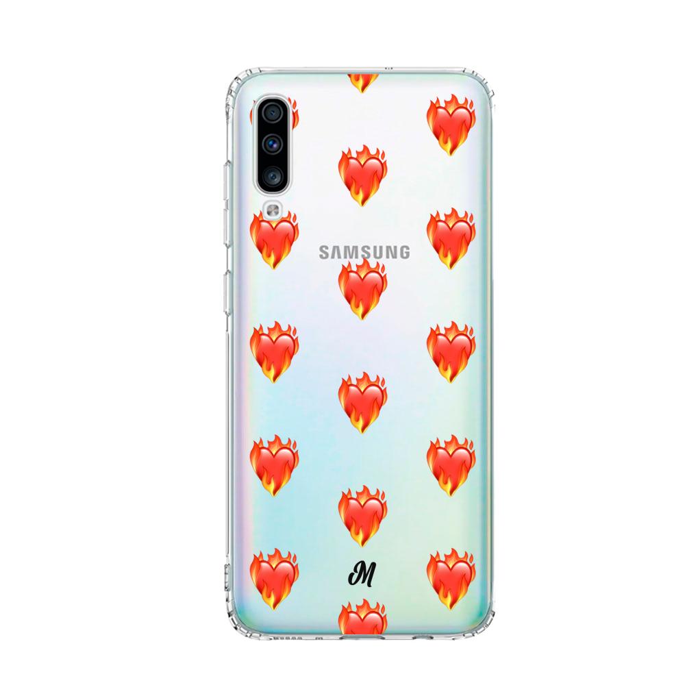 Case para Samsung A70 de Corazón en llamas - Mandala Cases