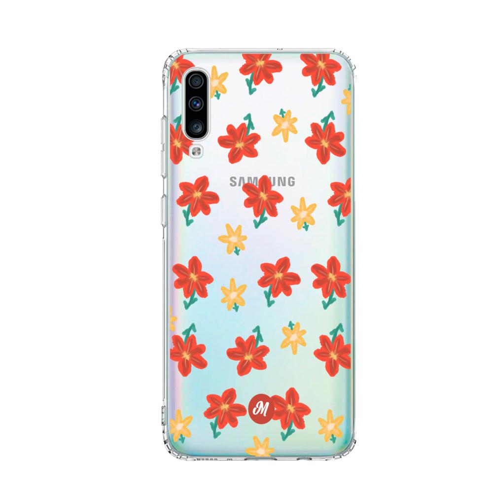 Cases para Samsung A70 RED FLOWERS - Mandala Cases