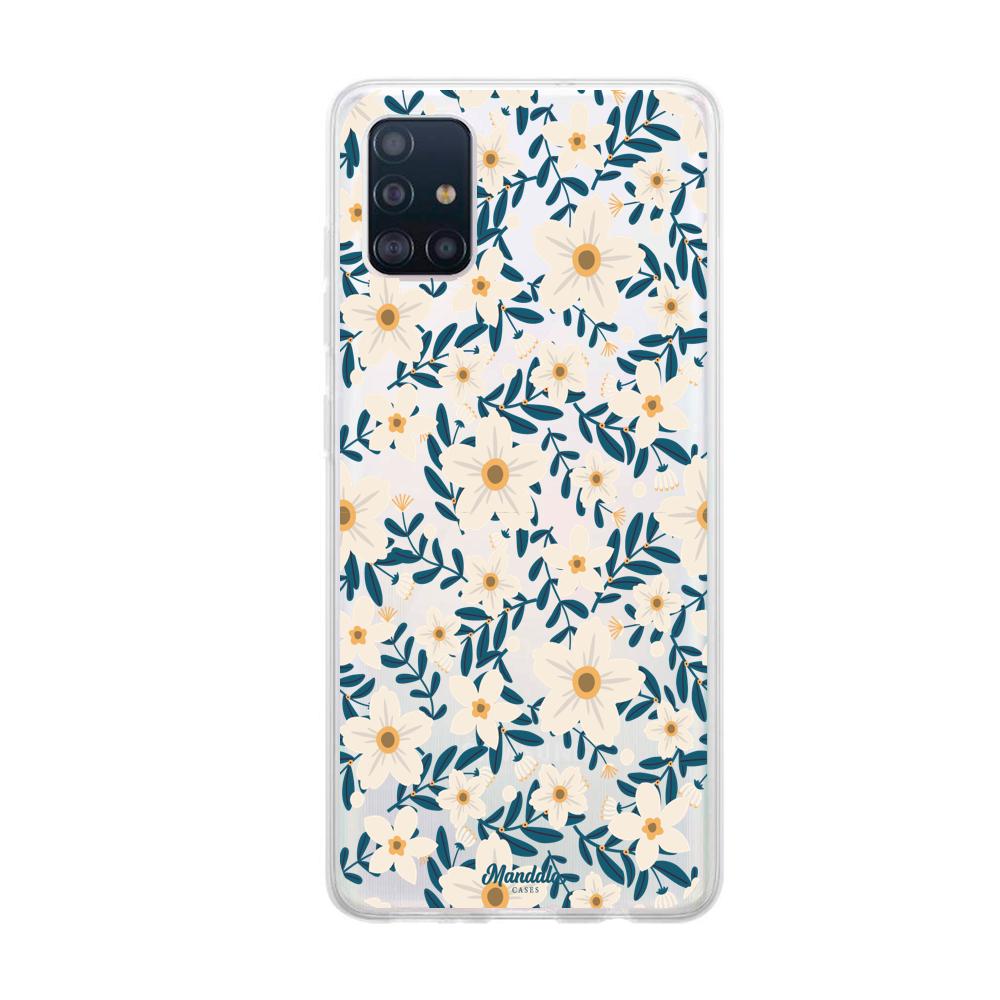 Case para Samsung A71 Funda Flores Blancas  - Mandala Cases