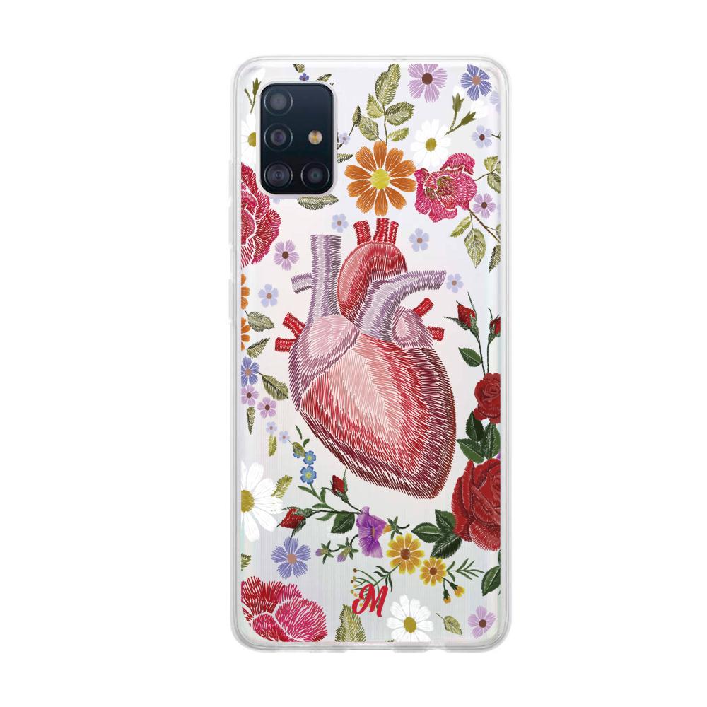 Case para Samsung A71 Funda Corazón con Flores - Mandala Cases