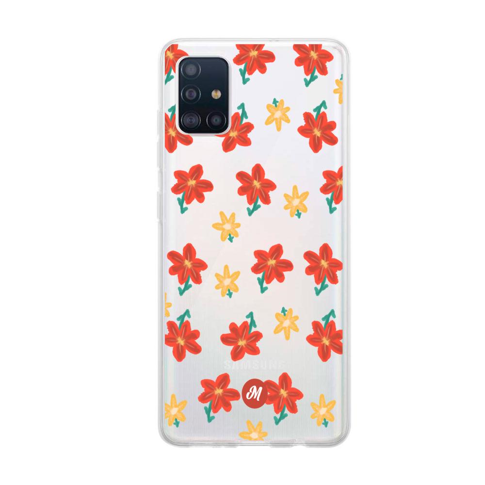 Cases para Samsung A71 RED FLOWERS - Mandala Cases
