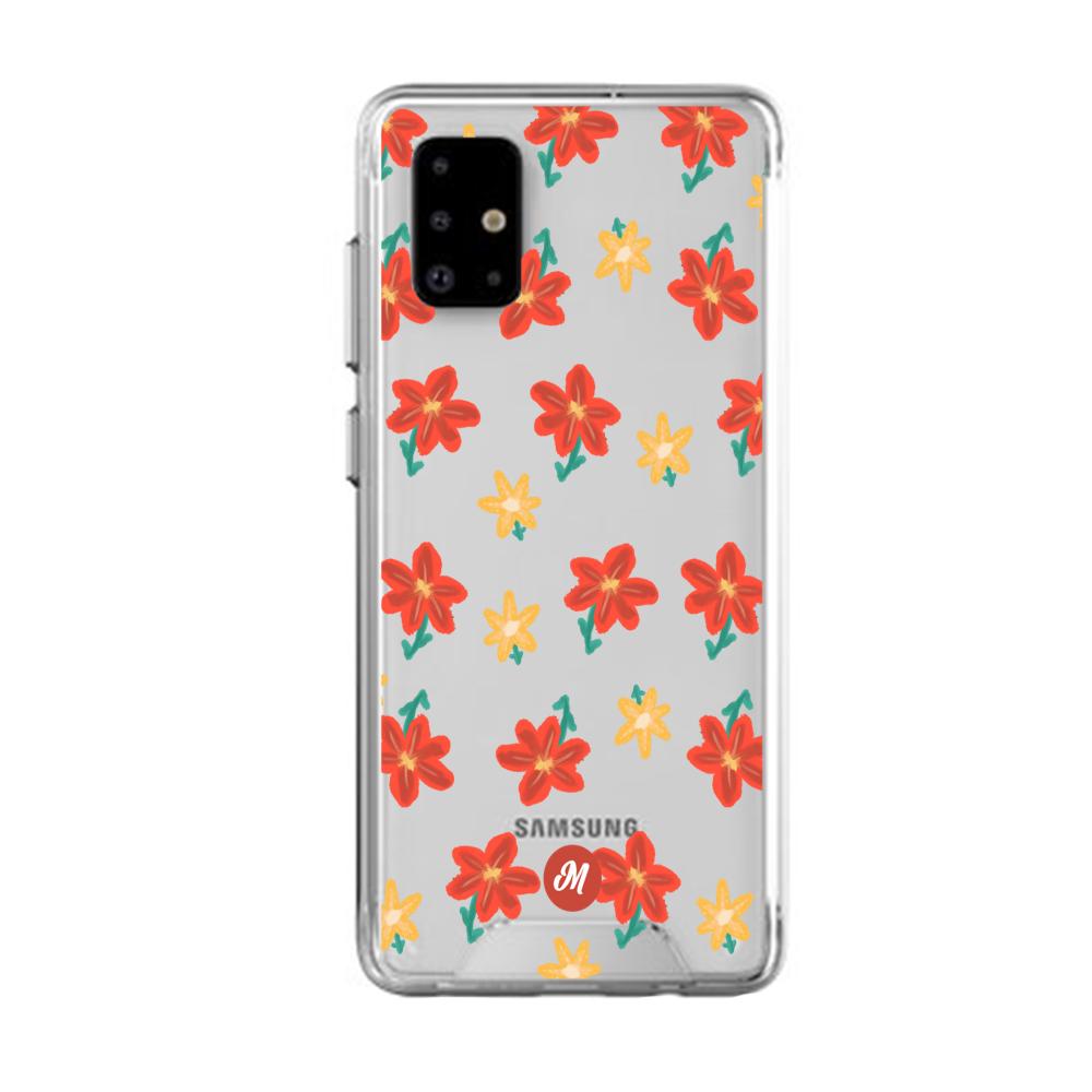 Cases para Samsung A31 RED FLOWERS - Mandala Cases