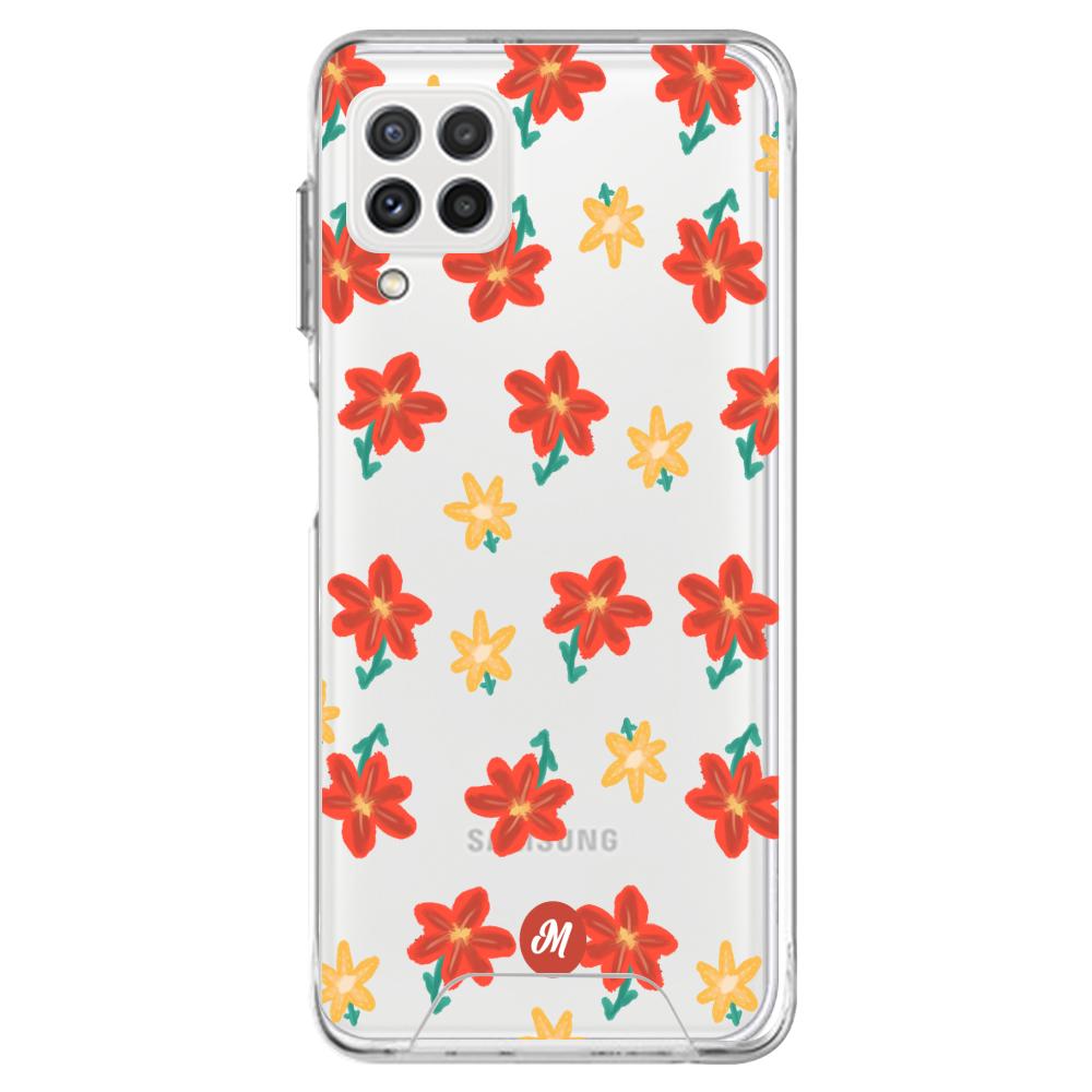 Cases para Samsung A22 RED FLOWERS - Mandala Cases