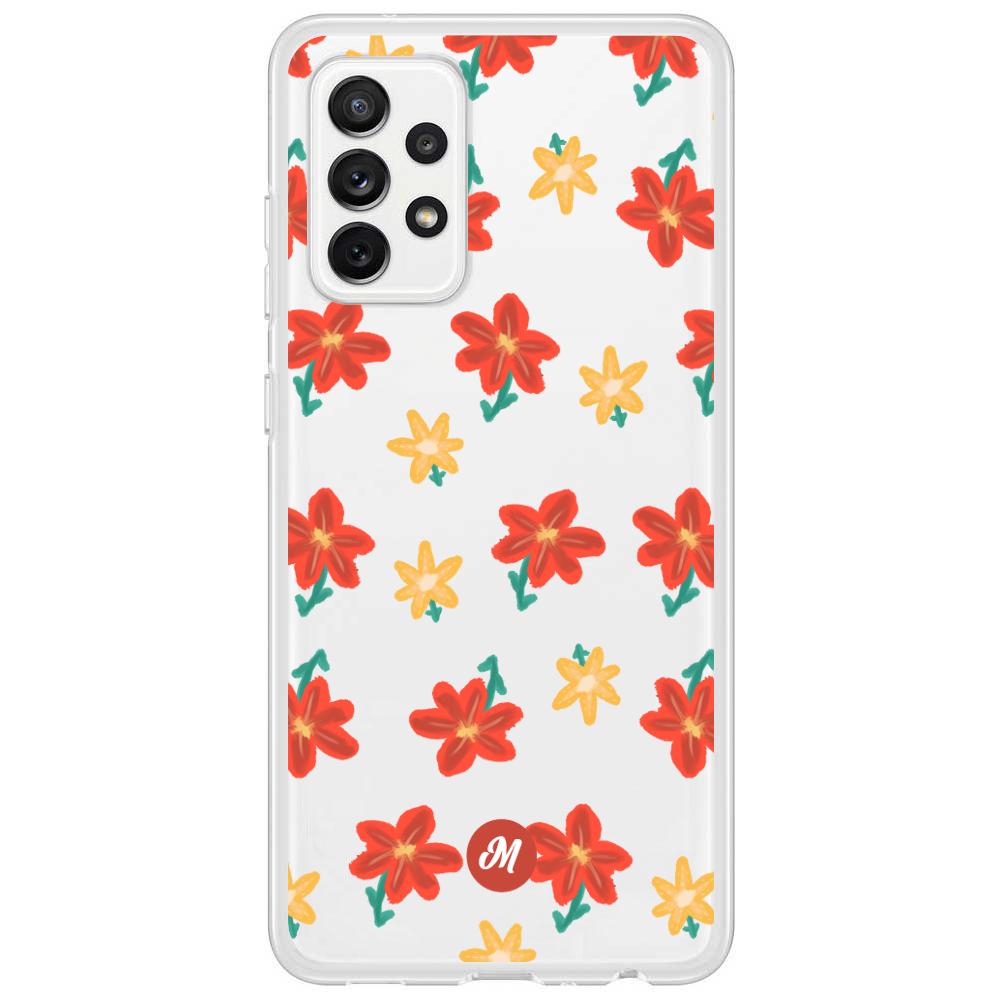Cases para Samsung A72 4G RED FLOWERS - Mandala Cases