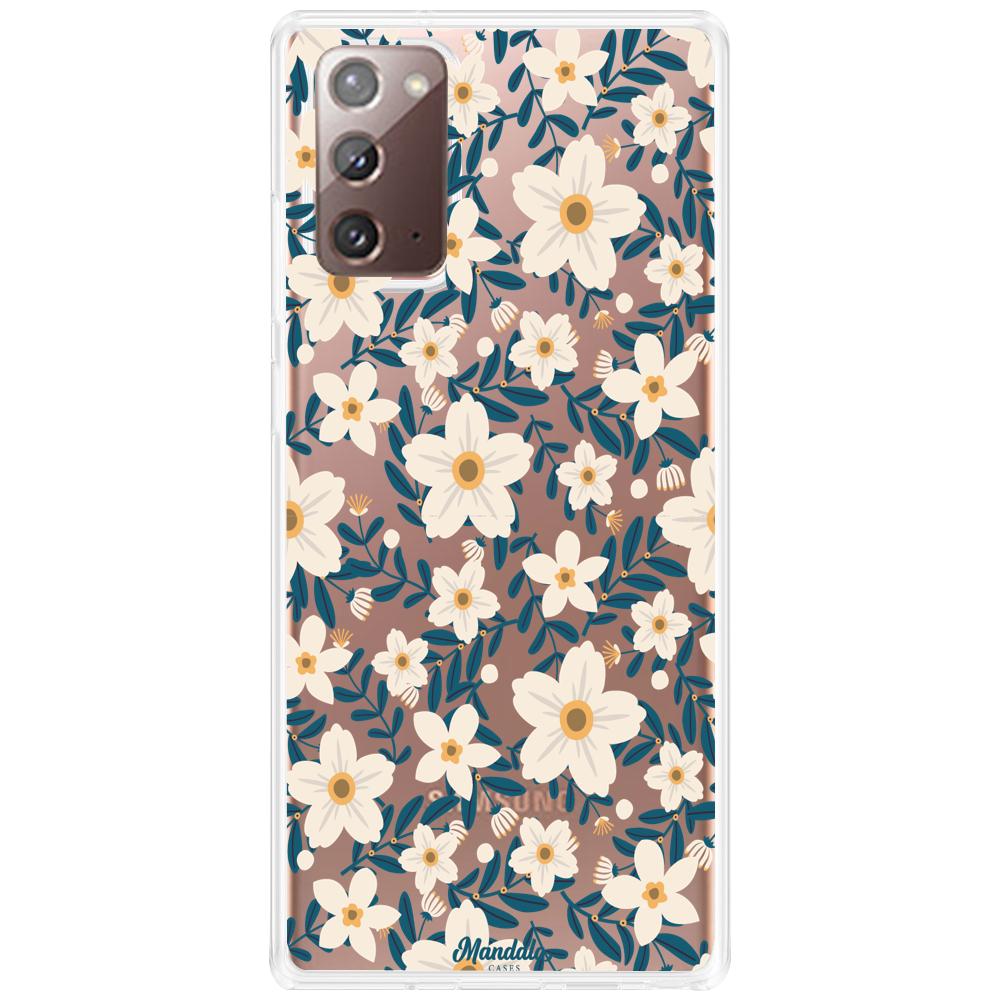 Case para Samsung Note 20 Funda Flores Blancas  - Mandala Cases
