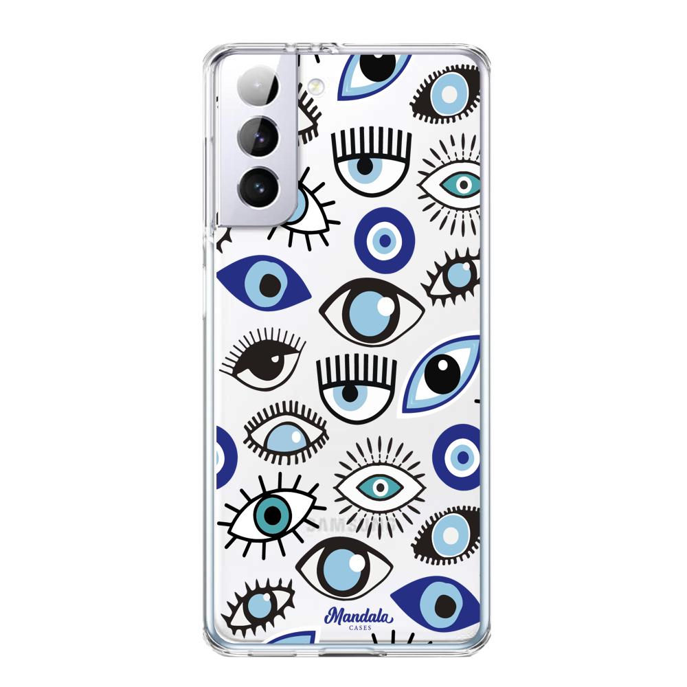 Case para Samsung S21 Plus Funda Funda Ojos Azules y Blancos - Mandala Cases