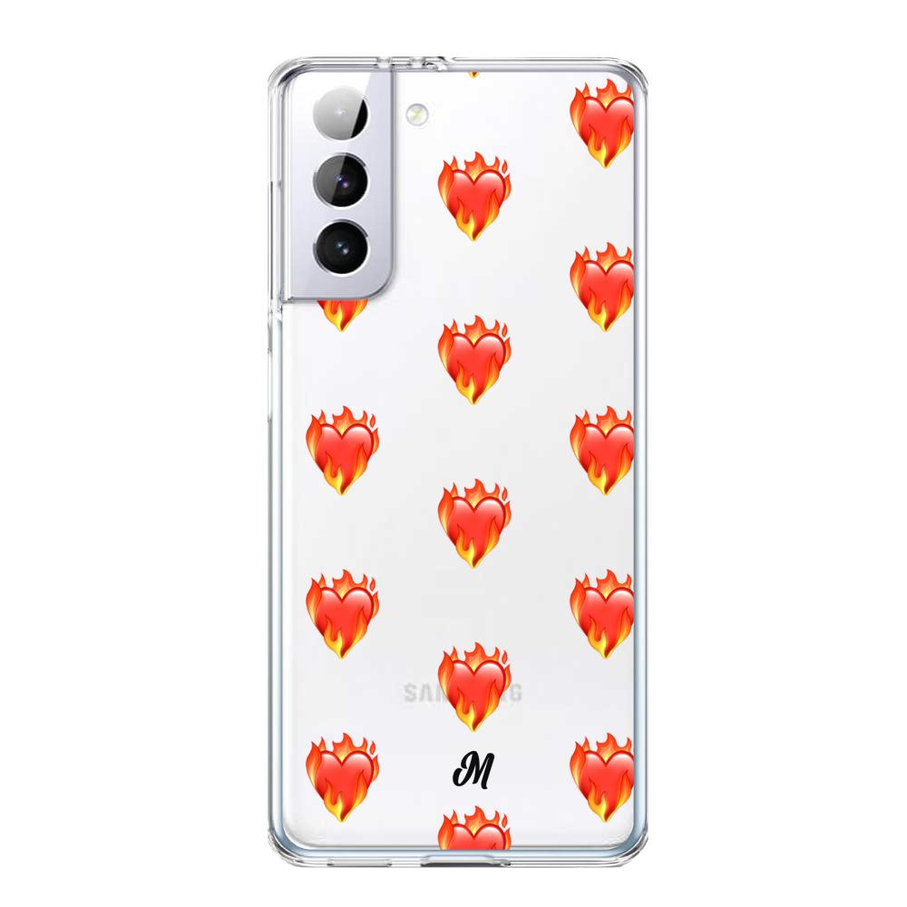 Case para Samsung S21 Plus de Corazón en llamas - Mandala Cases