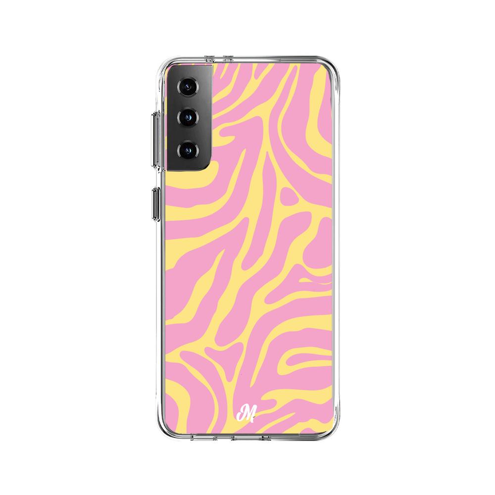 Case para Samsung S21 Plus Lineas rosa y amarillo - Mandala Cases