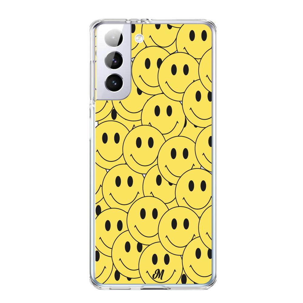 Case para Samsung S21 Plus Yellow happy faces - Mandala Cases