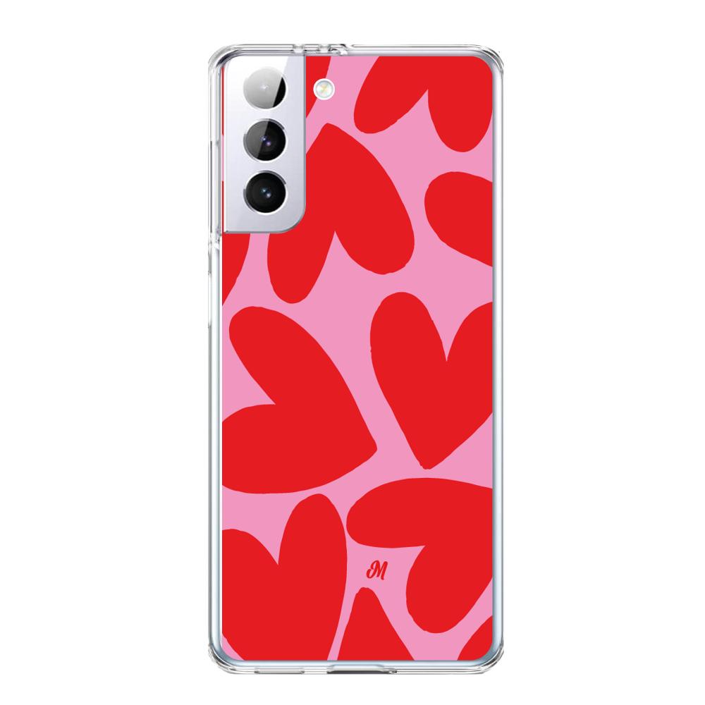Case para Samsung S21 Plus Red Hearts - Mandala Cases