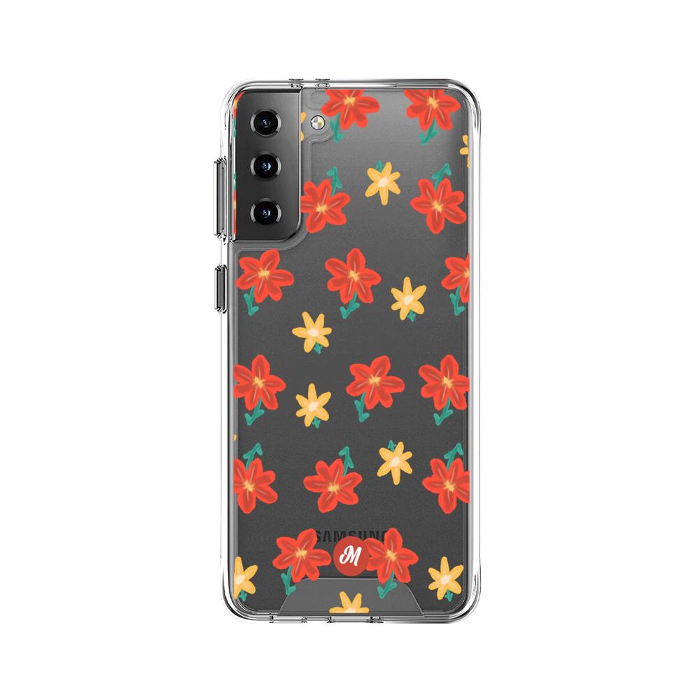 Cases para Samsung S21 Plus RED FLOWERS - Mandala Cases