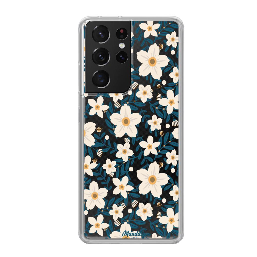 Case para Samsung S21 Ultra Funda Flores Blancas  - Mandala Cases