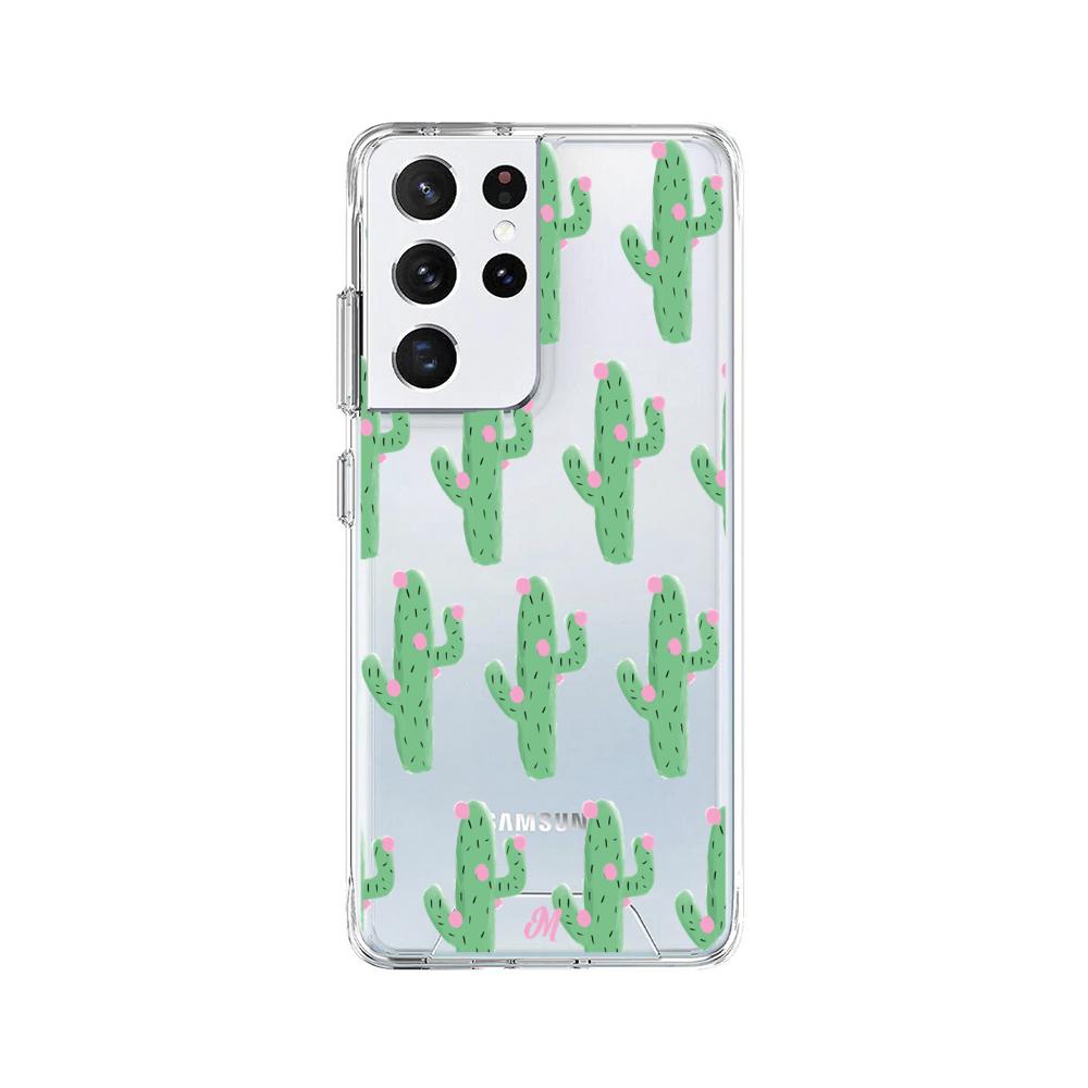 Case para Samsung S21 Ultra Cactus Con Flor Rosa  - Mandala Cases