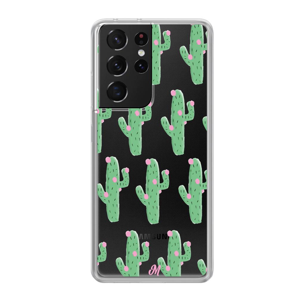 Case para Samsung S21 Ultra Cactus Con Flor Rosa  - Mandala Cases