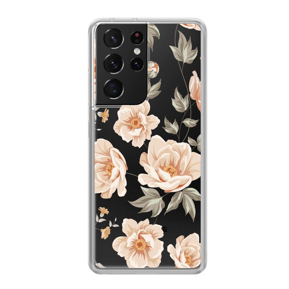 Case para Samsung S21 Ultra de Flores Beige - Mandala Cases