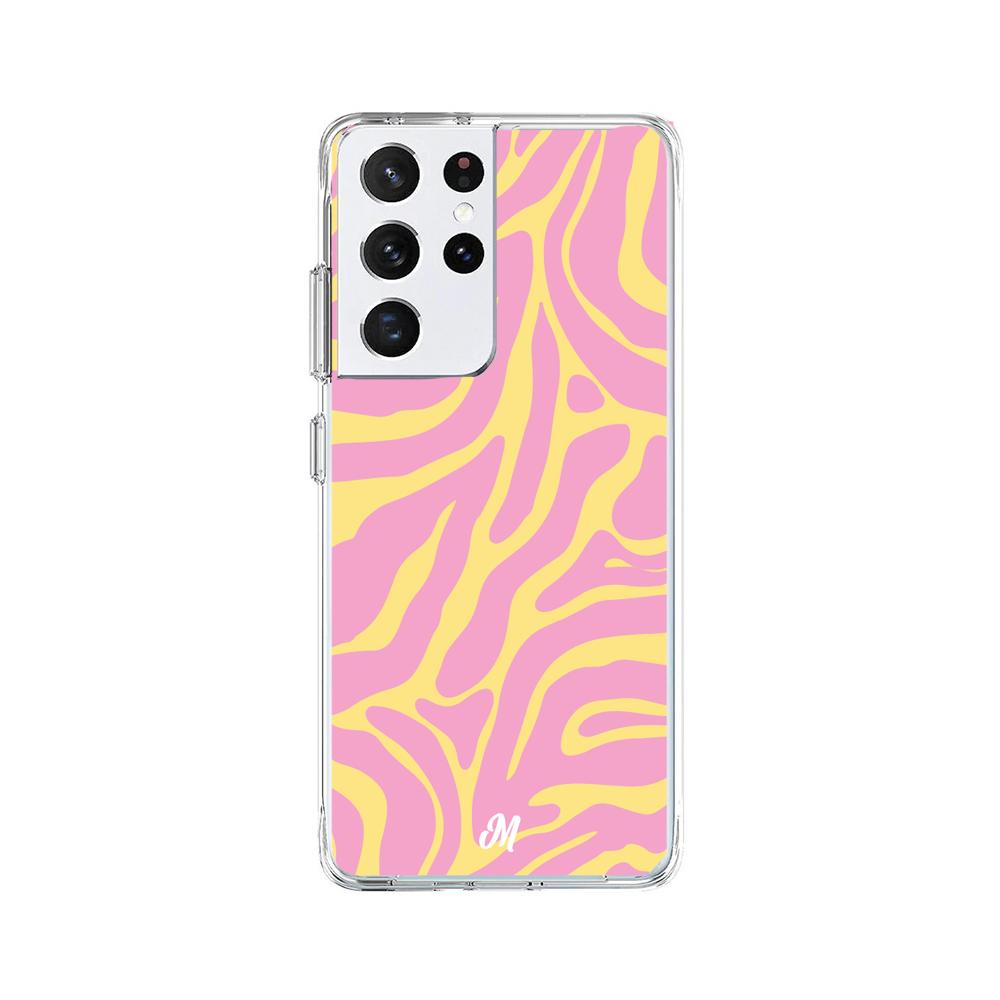 Case para Samsung S21 Ultra Lineas rosa y amarillo - Mandala Cases