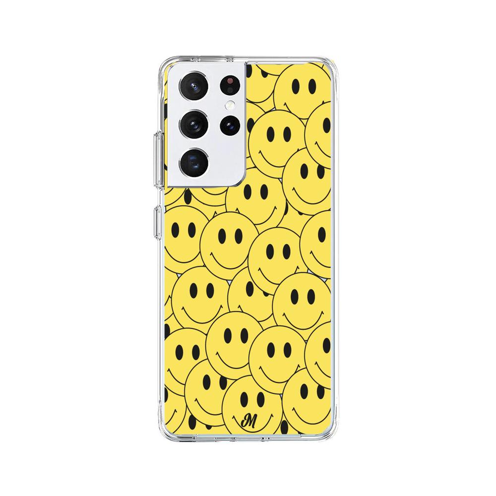 Case para Samsung S21 Ultra Yellow happy faces - Mandala Cases