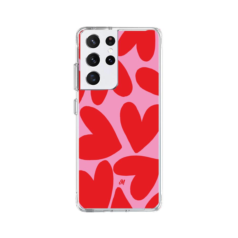 Case para Samsung S21 Ultra Red Hearts - Mandala Cases