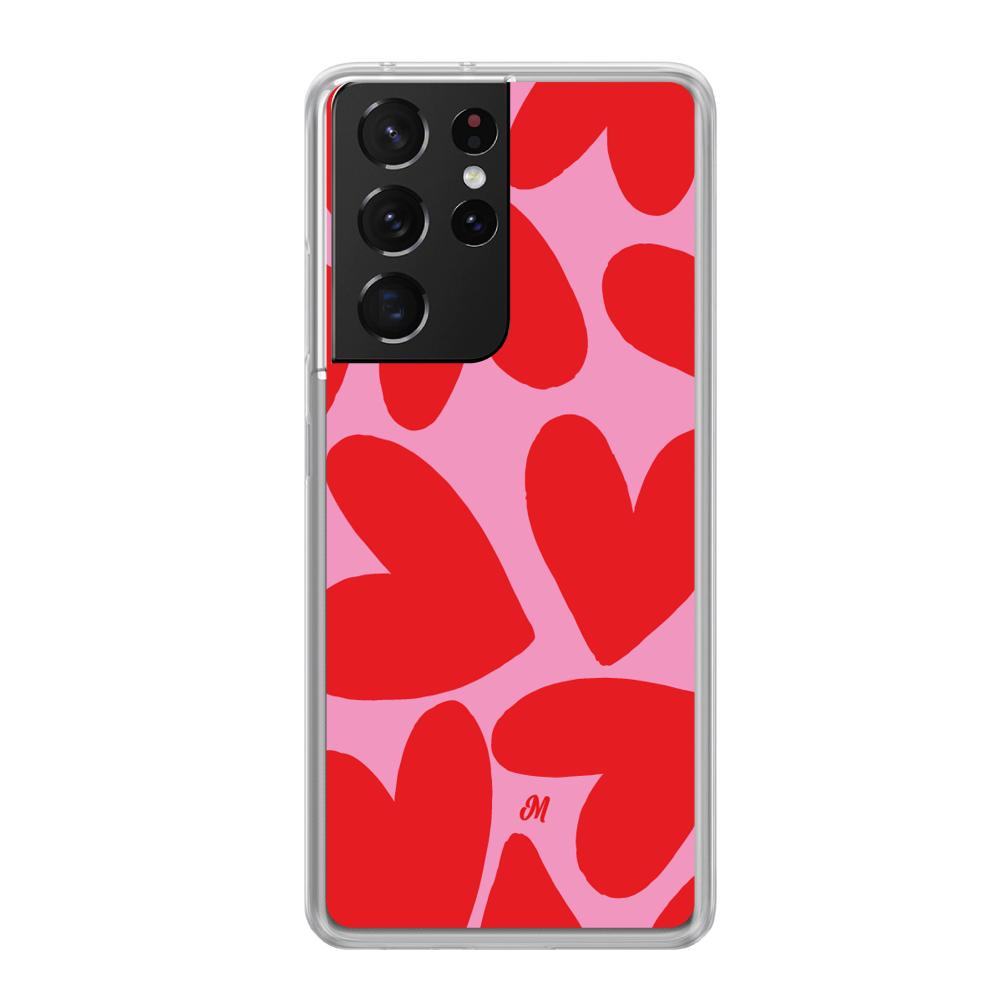 Case para Samsung S21 Ultra Red Hearts - Mandala Cases