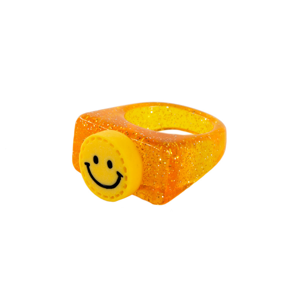 ORANGE HAPPY FACE RING - Mandala Cases