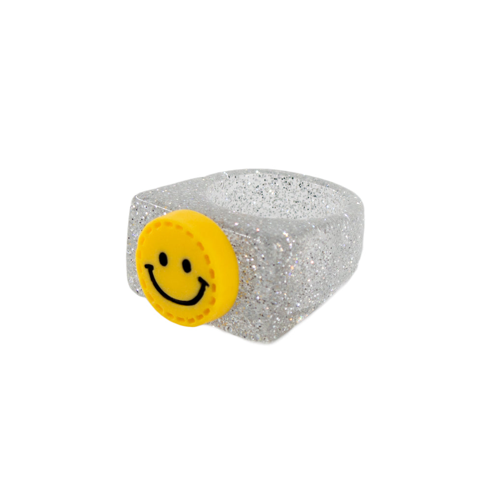 SILVER HAPPY FACE RING - Mandala Cases