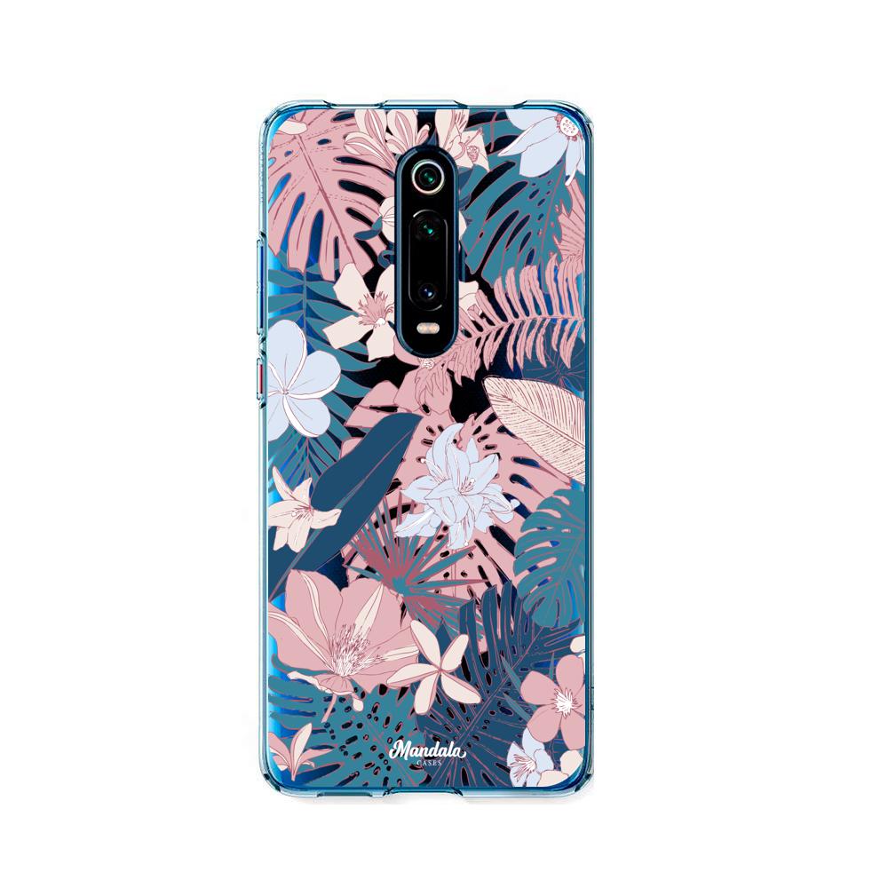 Case para Xiaomi Mi 9T / 9TPro Funda Hojas Rosas y Azules  - Mandala Cases
