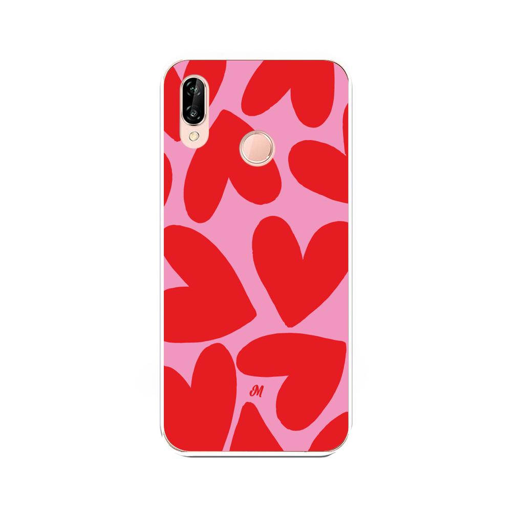 Case para Huawei P20 Lite Red Hearts - Mandala Cases