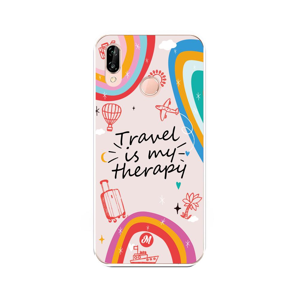 Cases para Huawei P20 Lite TRAVEL IS MY THERAPY - Mandala Cases