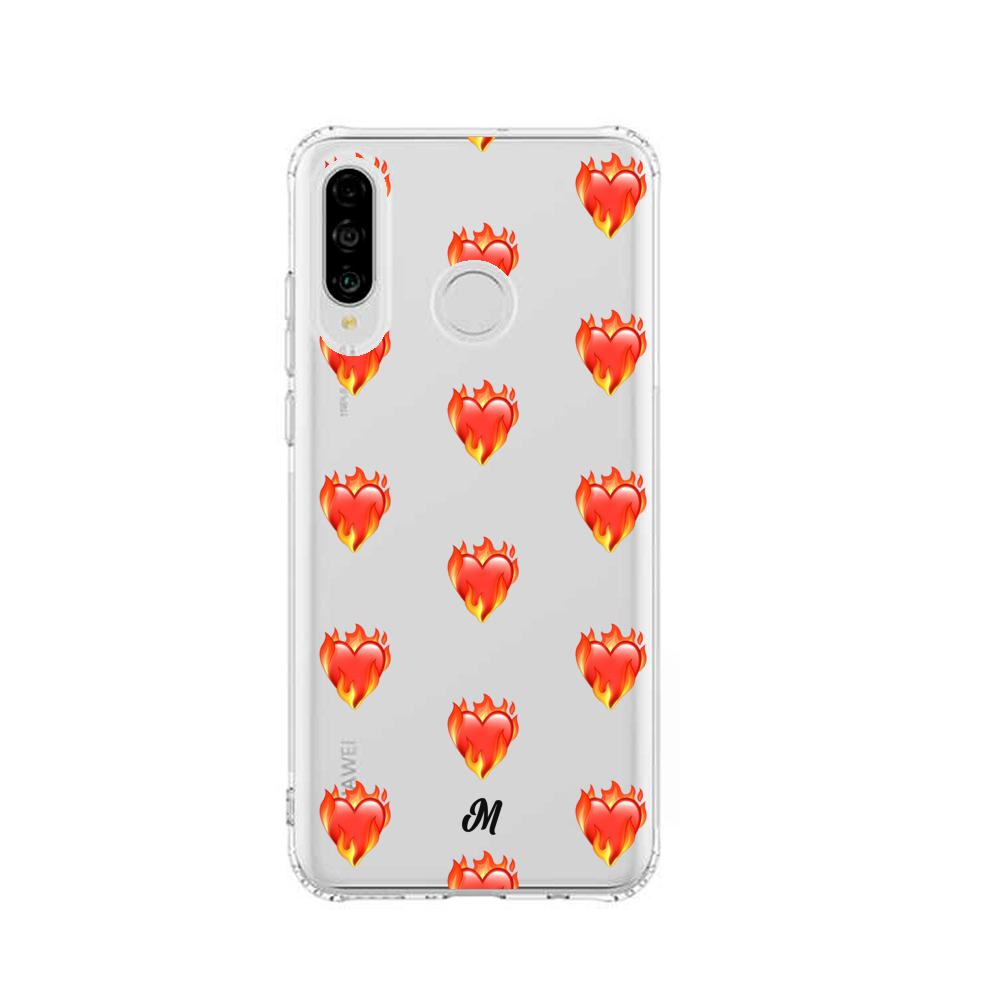 Case para Huawei P30 lite de Corazón en llamas - Mandala Cases