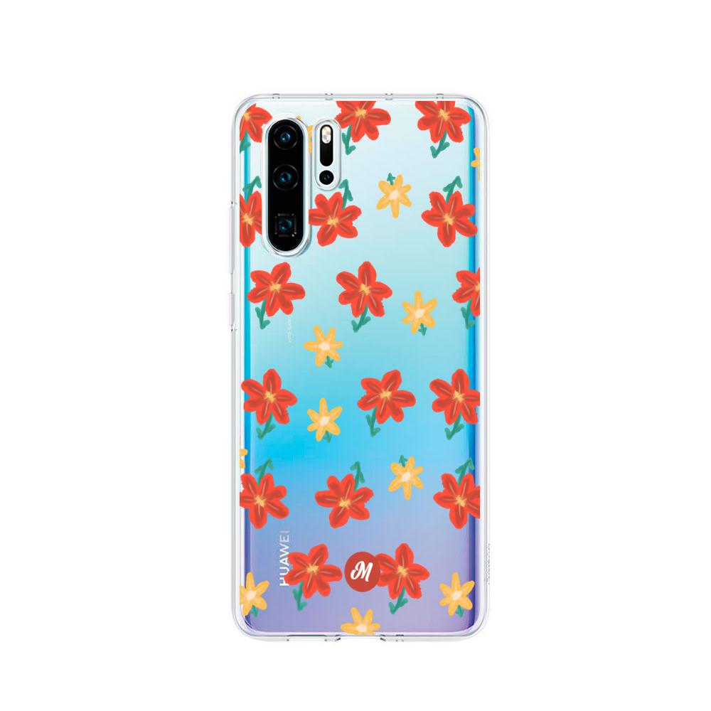 Cases para Huawei P30 pro RED FLOWERS - Mandala Cases
